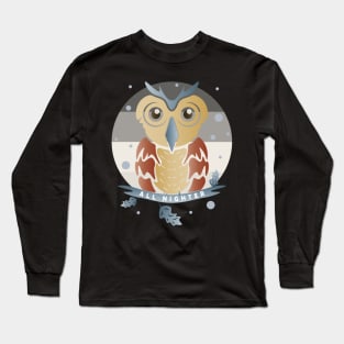 Abstracted Owl All Nighter Retro Long Sleeve T-Shirt